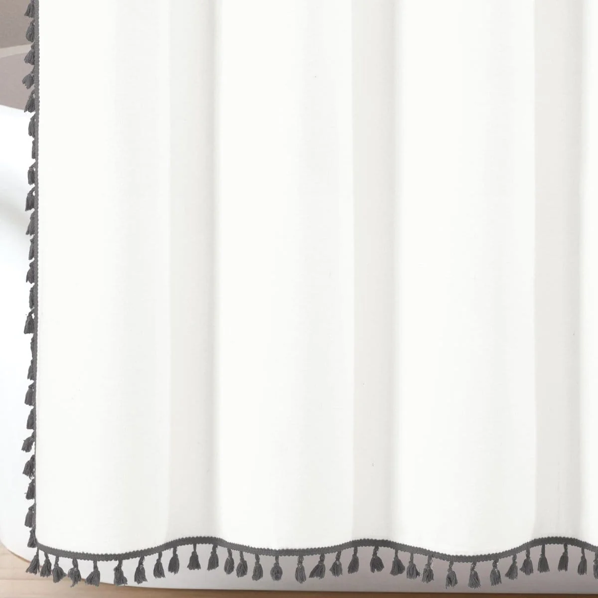 Boho Melora Tassel Yarn Dyed Recycled Cotton Blend Shower Curtain - Image 7