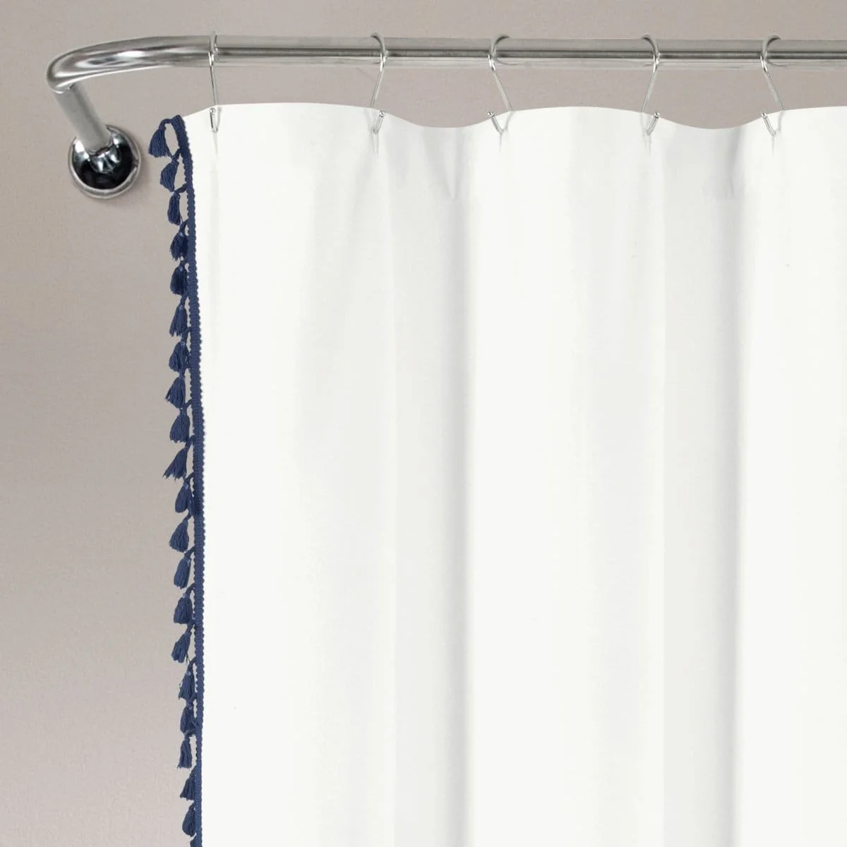 Boho Melora Tassel Yarn Dyed Recycled Cotton Blend Shower Curtain - Image 9