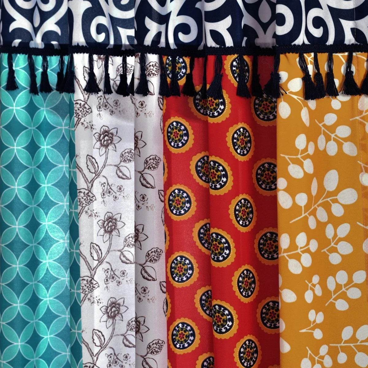 Boho Patch Window Curtain Panel Set - Image 3