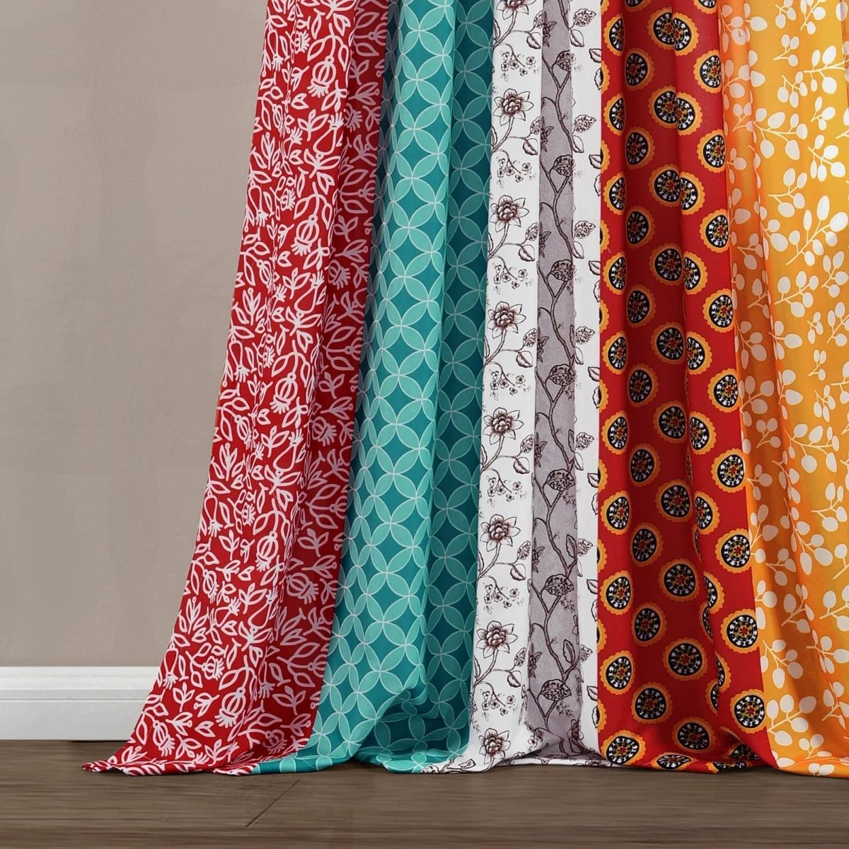 Boho Patch Window Curtain Panel Set - Image 4