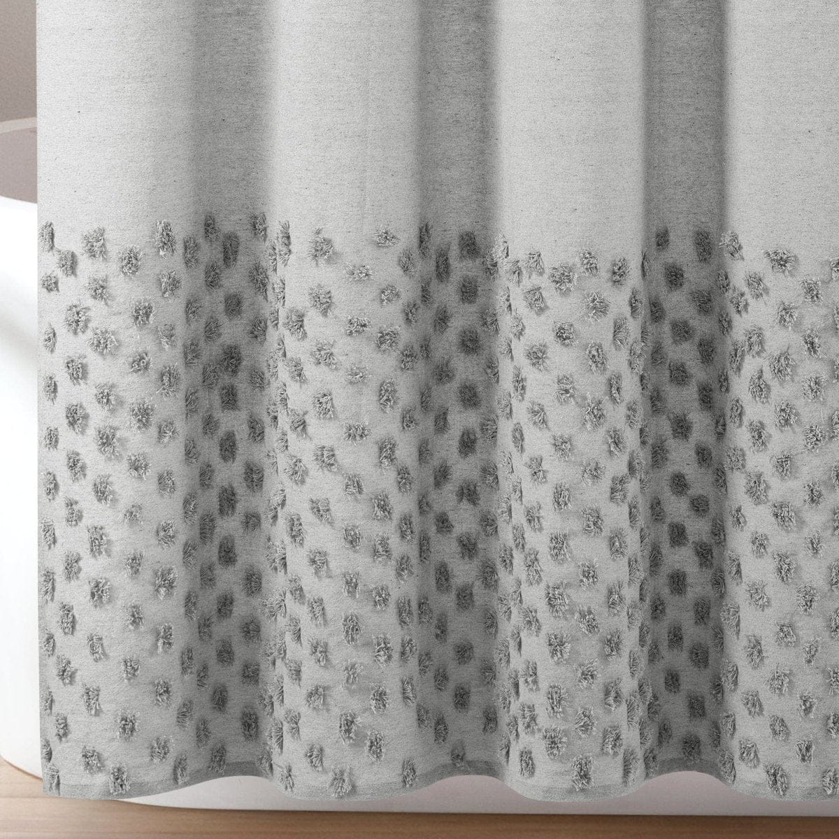 Boho Polka Dot Yarn Dyed Recycled Cotton Blend Shower Curtain - Image 10