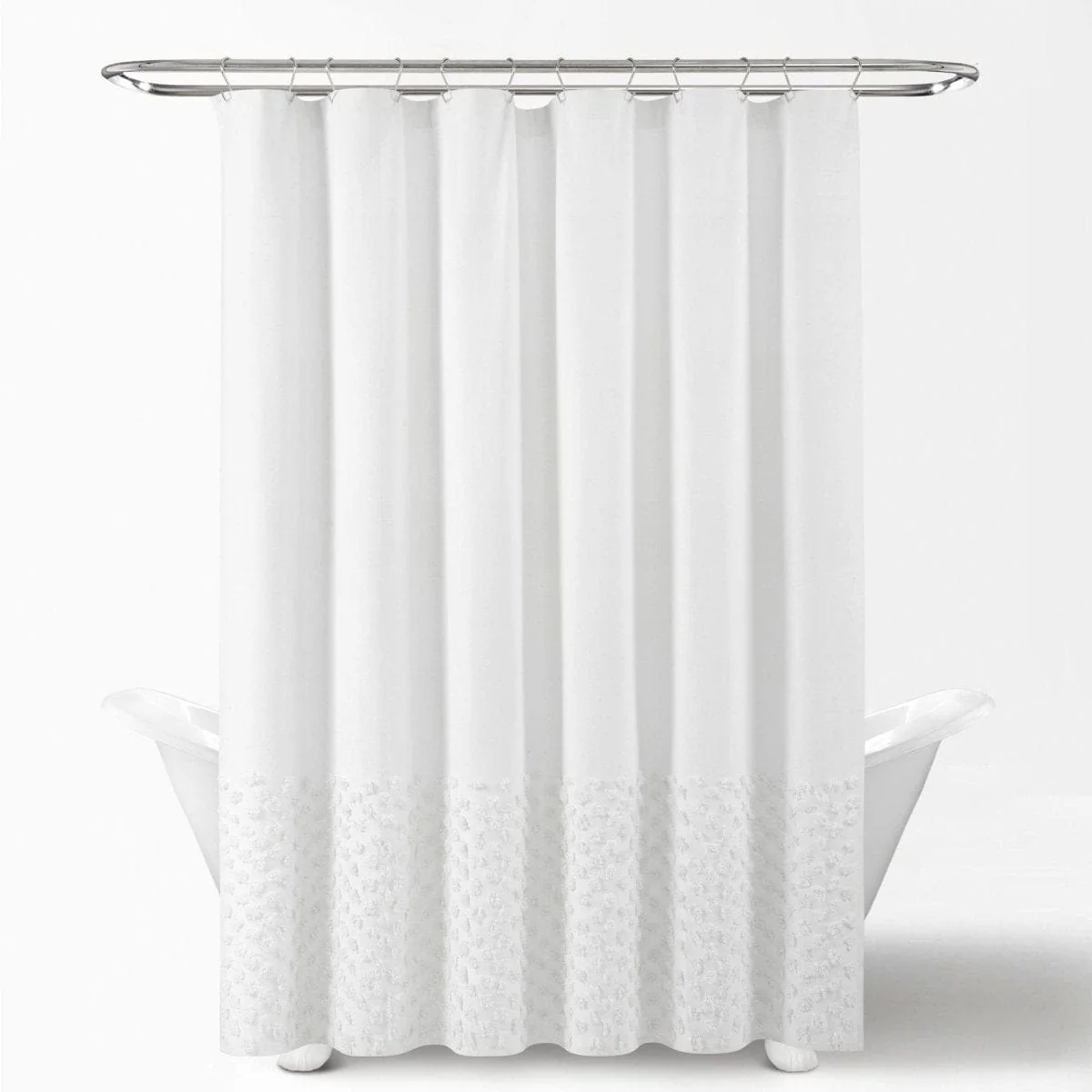 Boho Polka Dot Yarn Dyed Recycled Cotton Blend Shower Curtain - Image 3