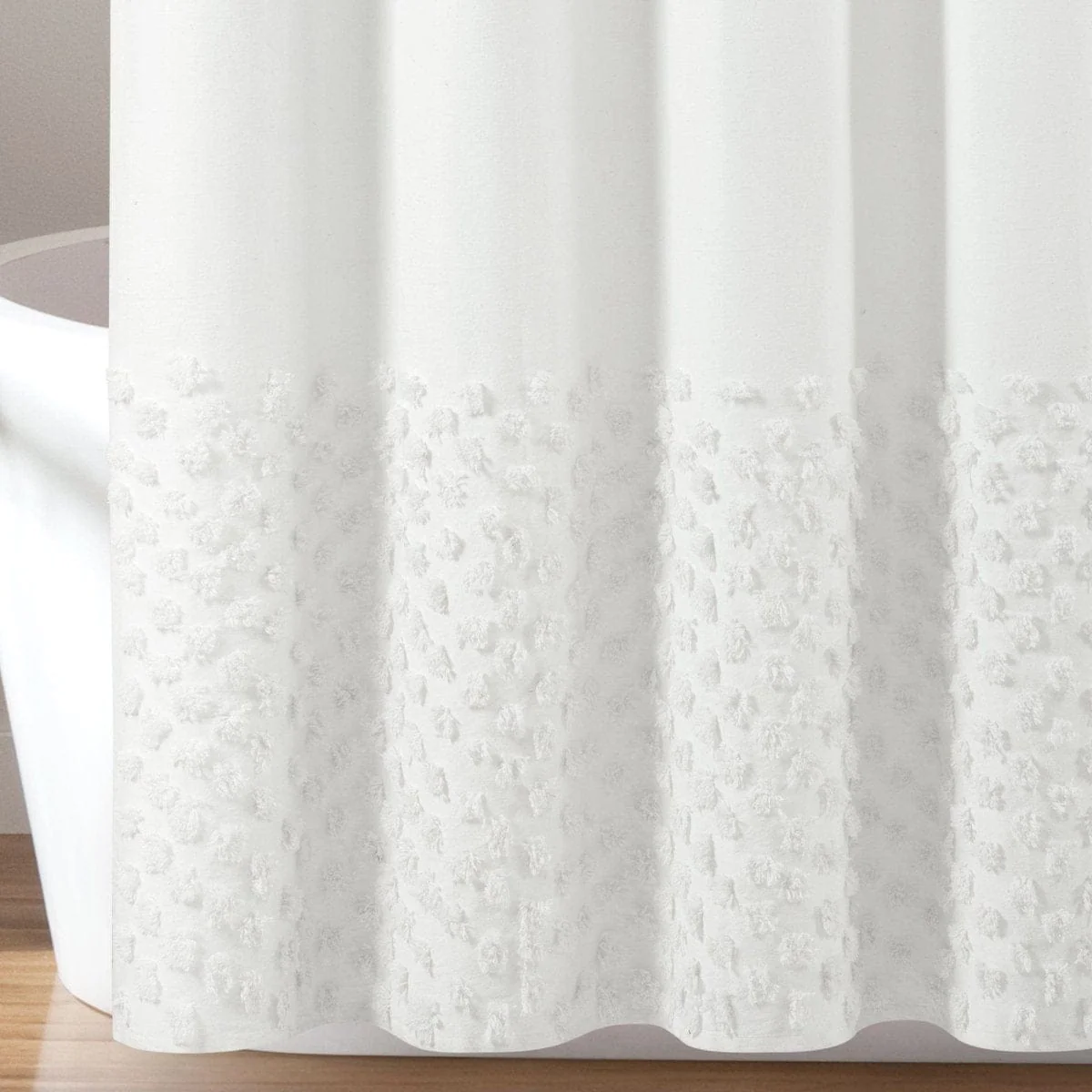 Boho Polka Dot Yarn Dyed Recycled Cotton Blend Shower Curtain - Image 4