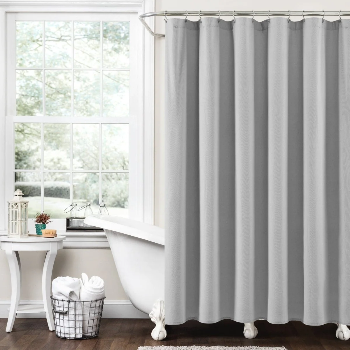 Boho Pom Pom Tassel Faux Linen Shower Curtain - Image 14