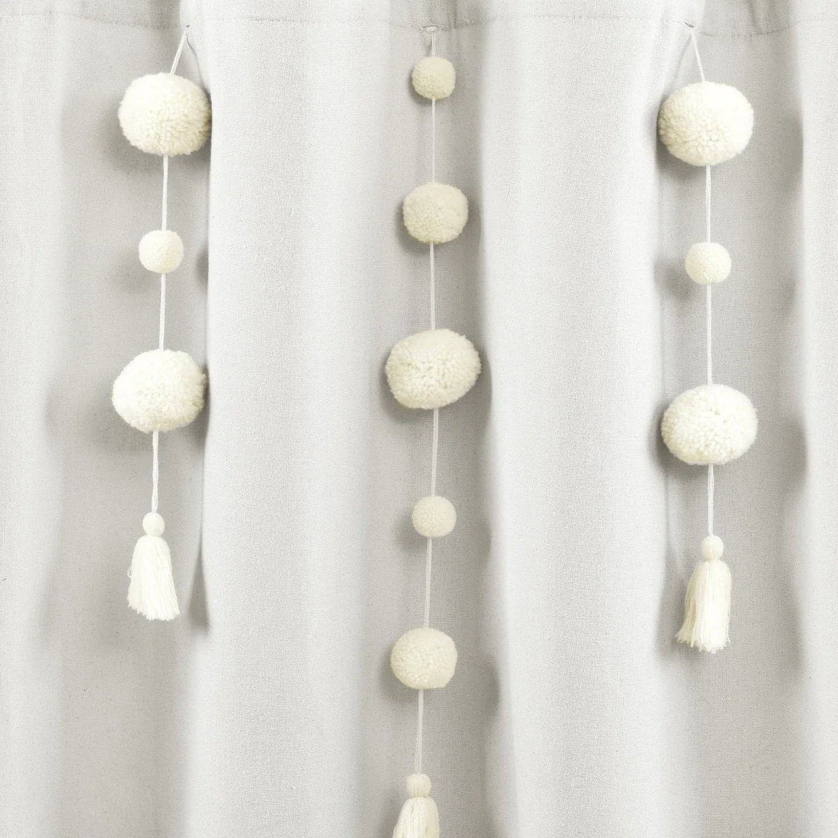 Boho Pom Pom Tassel Faux Linen Shower Curtain - Image 7