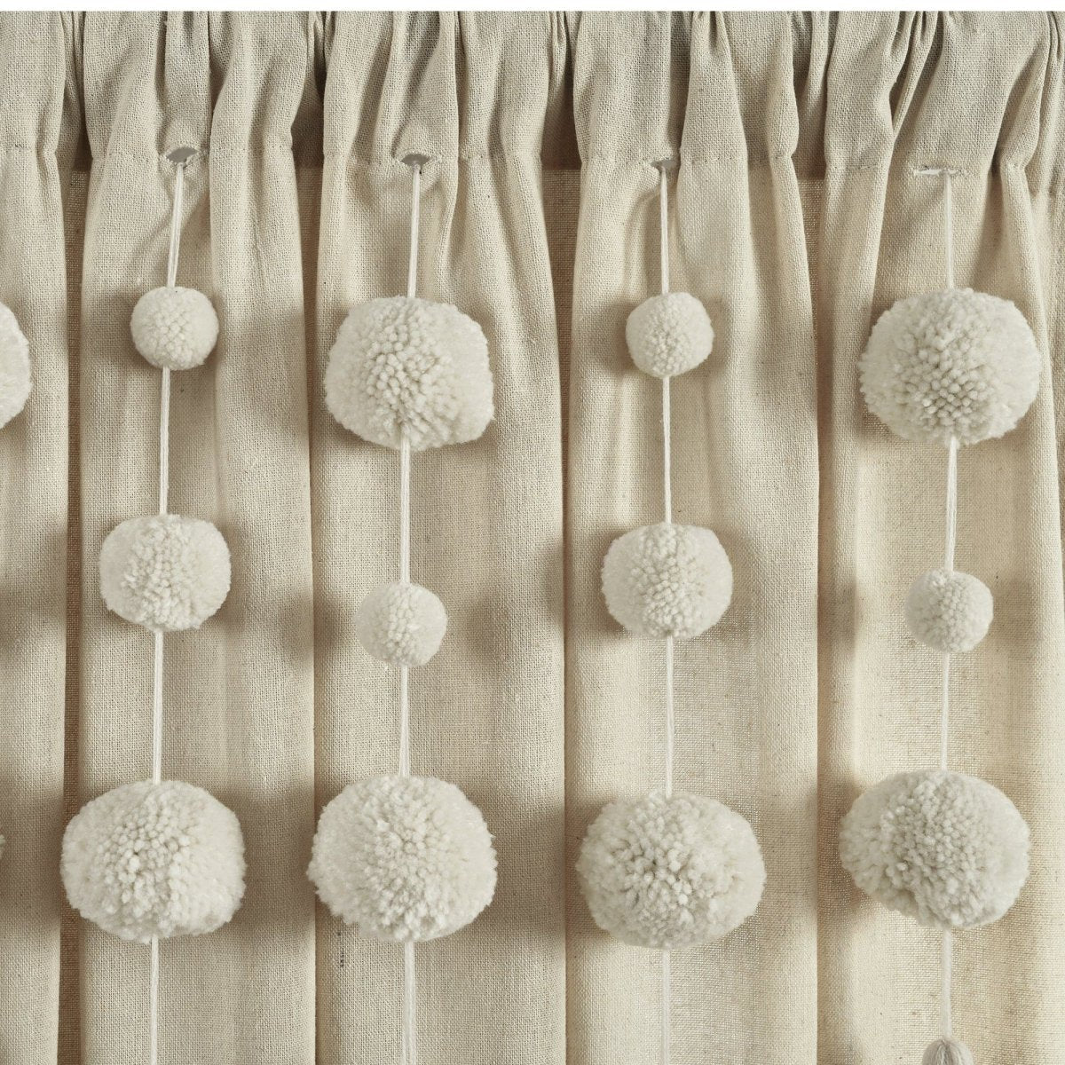 Boho Pom Pom Tassel Faux Linen Window Curtain Panel - Image 12