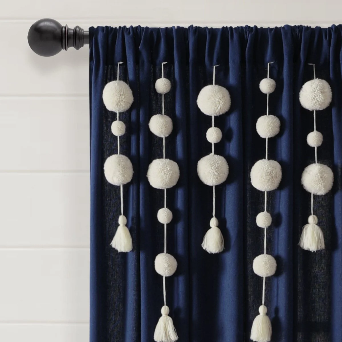 Boho Pom Pom Tassel Faux Linen Window Curtain Panel - Image 27