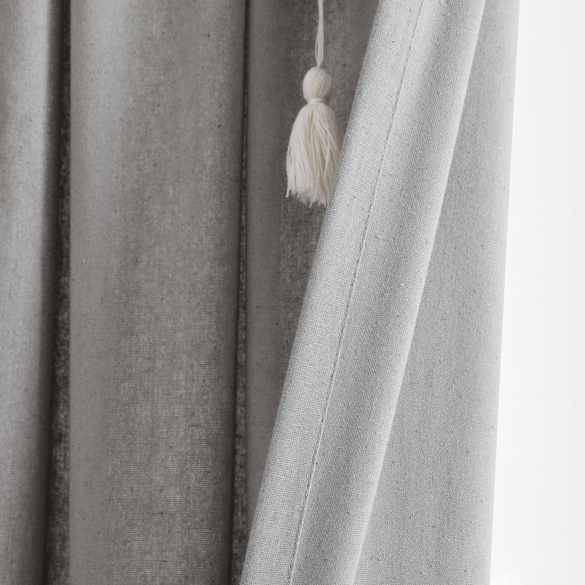 Boho Pom Pom Tassel Faux Linen Window Curtain Panel - Image 36