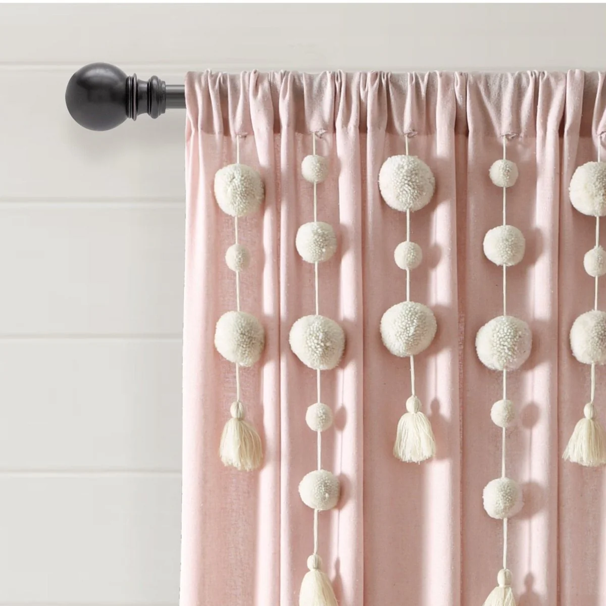 Boho Pom Pom Tassel Faux Linen Window Curtain Panel - Image 39