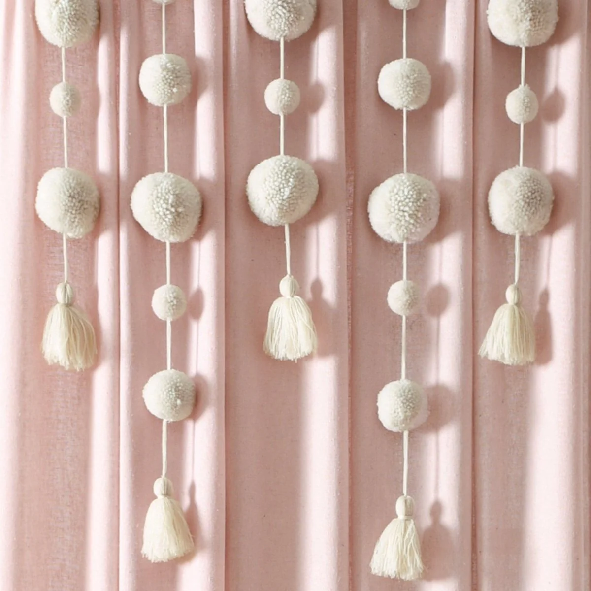Boho Pom Pom Tassel Faux Linen Window Curtain Panel - Image 40
