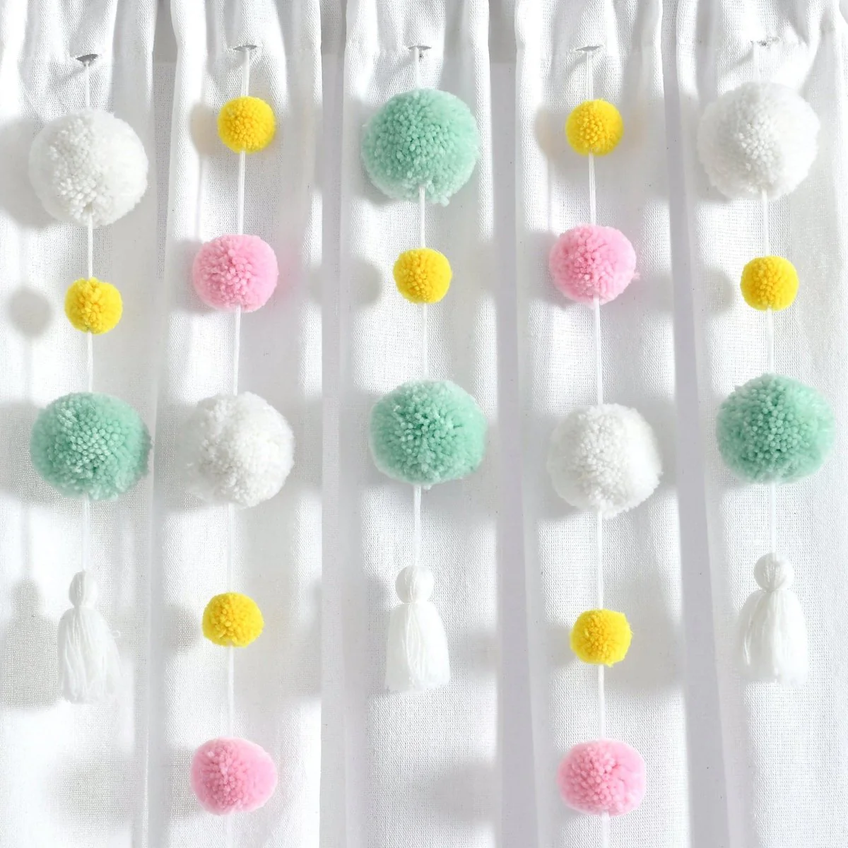 Boho Pom Pom Tassel Faux Linen Window Curtain Panel - Image 51