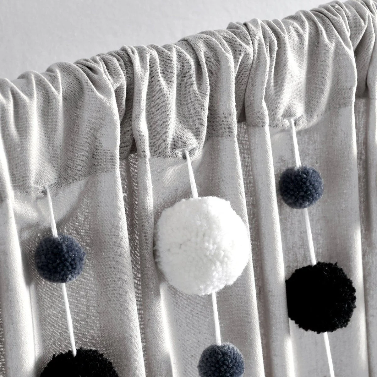 Boho Pom Pom Tassel Faux Linen Window Curtain Panel - Image 57