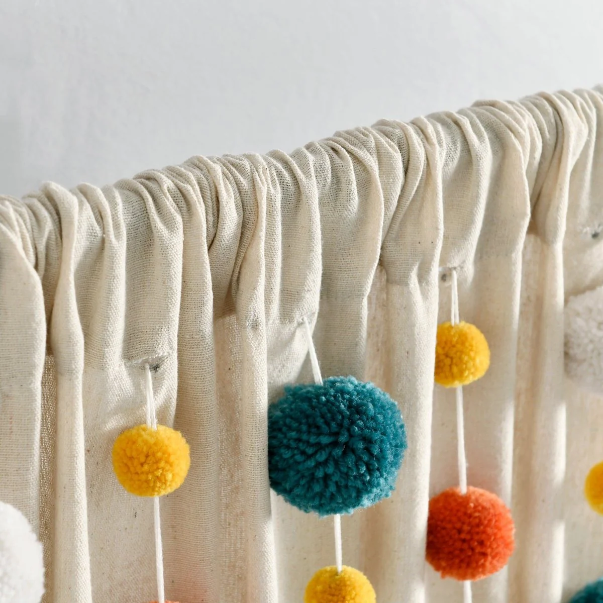Boho Pom Pom Tassel Faux Linen Window Curtain Panel - Image 64