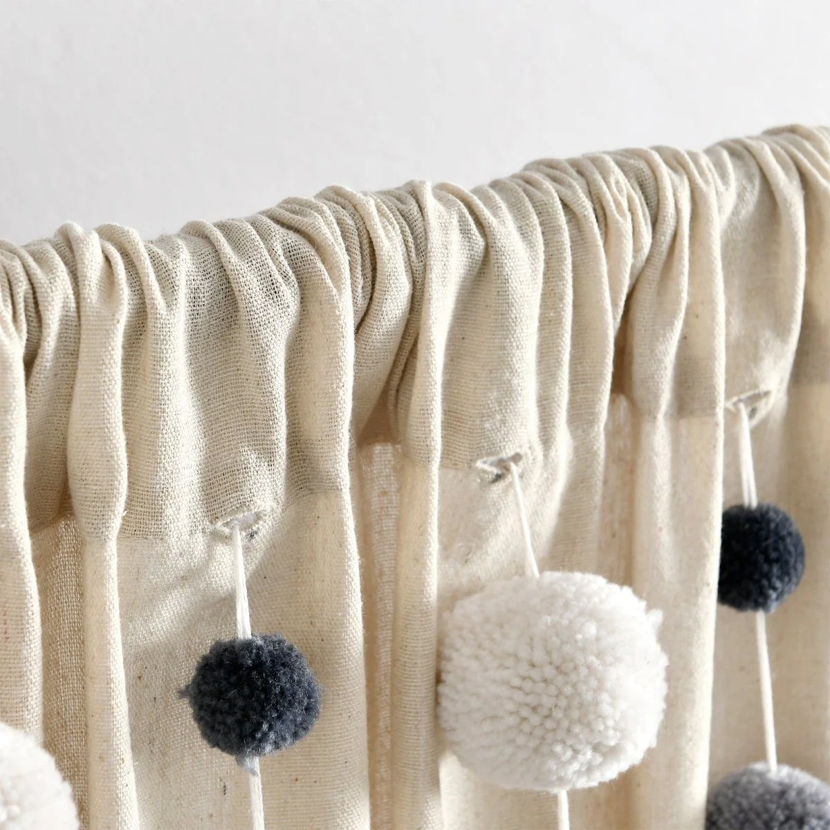 Boho Pom Pom Tassel Faux Linen Window Curtain Panel - Image 70