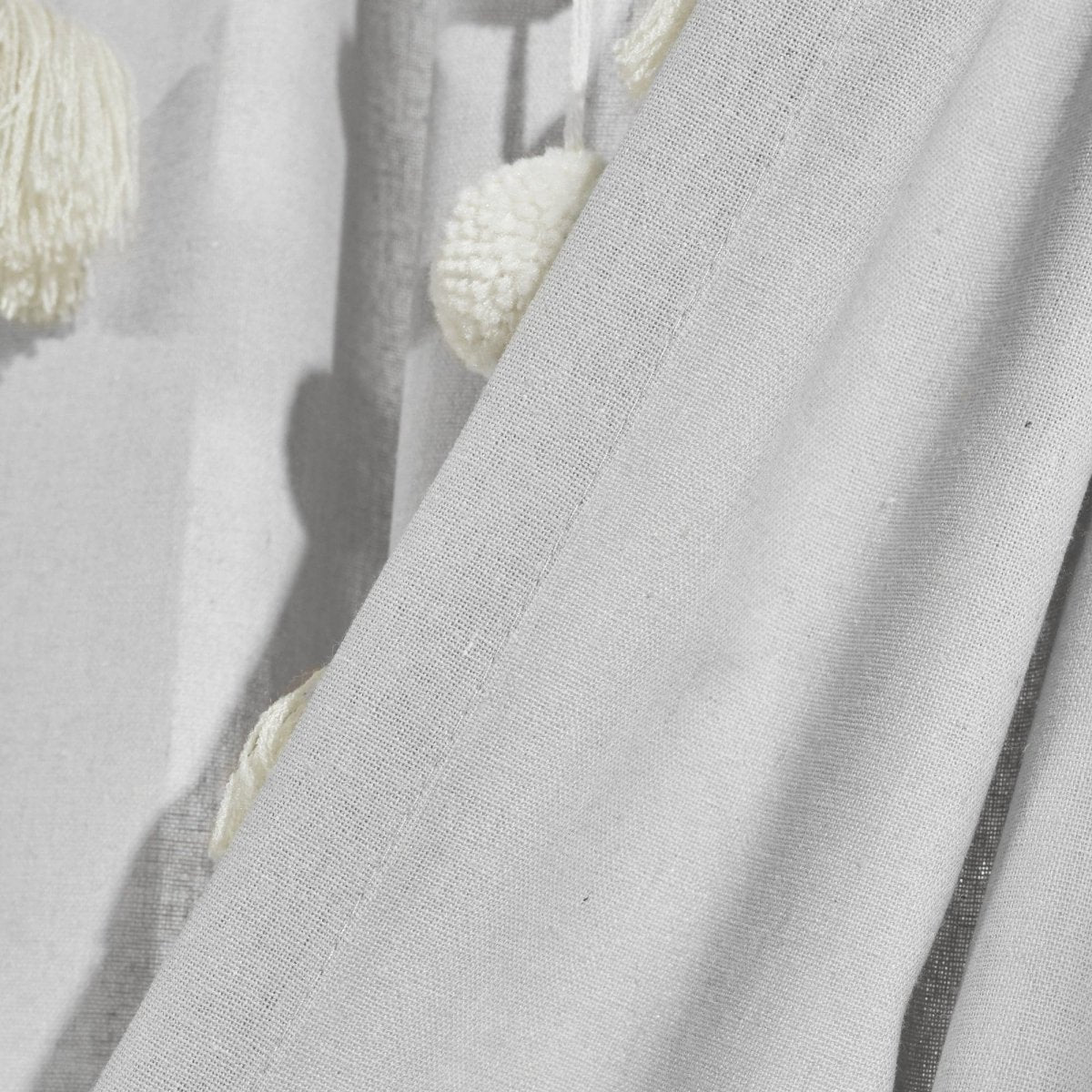 Boho Pom Pom Tassel Faux Linen Window Curtain Panel - Image 9