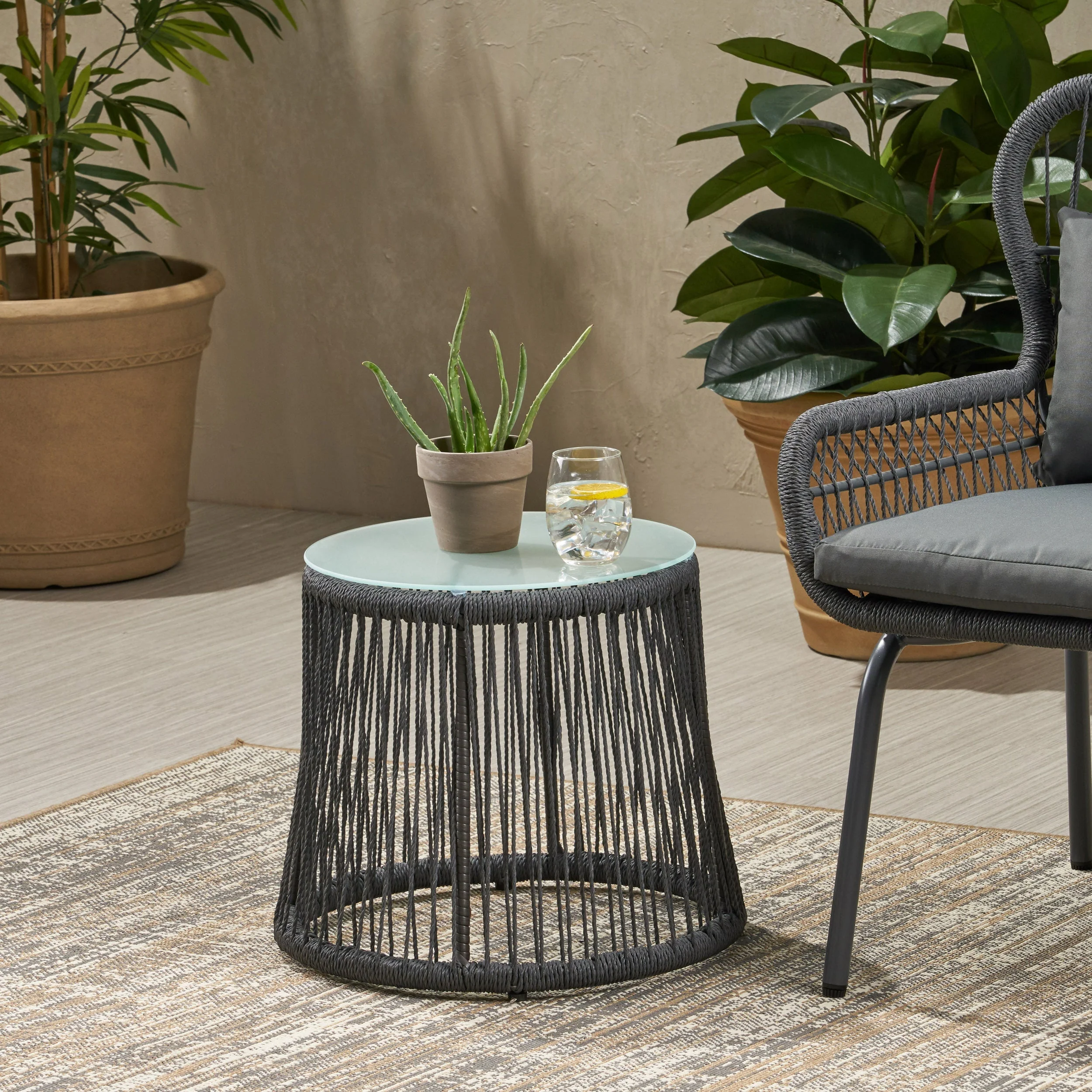 Boho Southport Side Table with Glass Top - Image 2