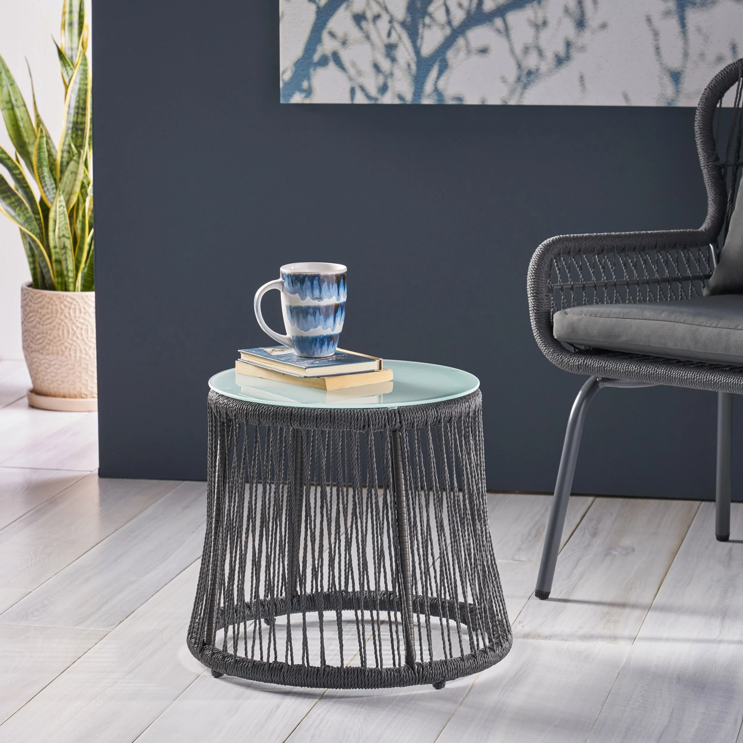Boho Southport Side Table with Glass Top - Image 4