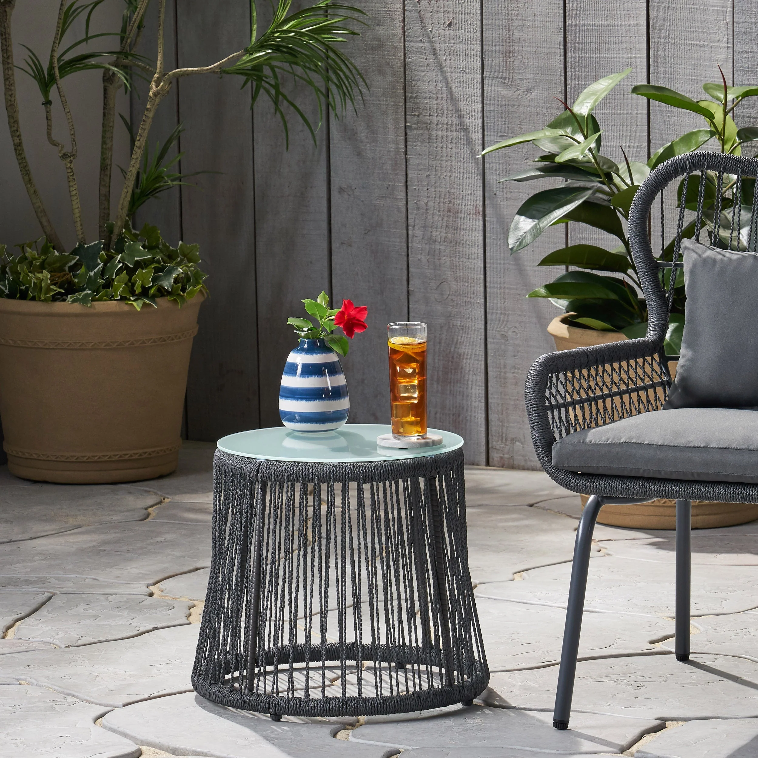 Boho Southport Side Table with Glass Top - Image 5