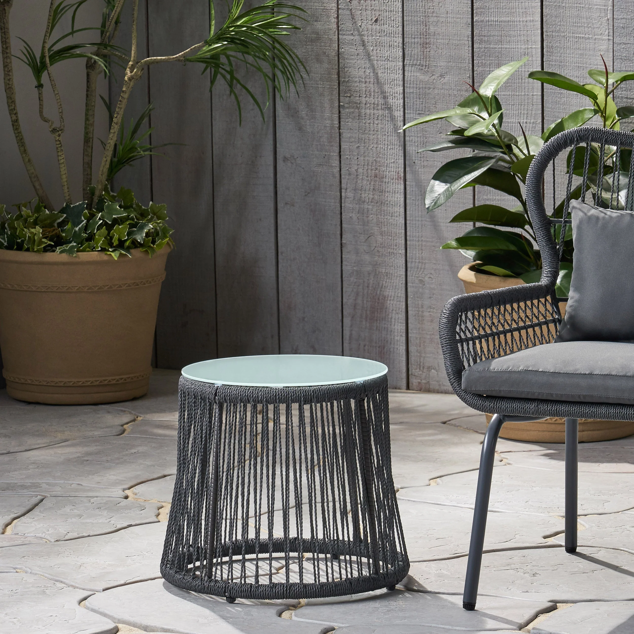 Boho Southport Side Table with Glass Top - Image 6