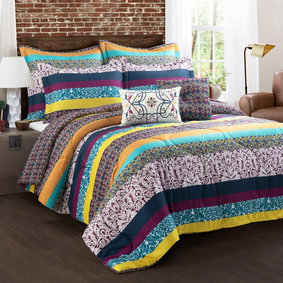 Boho Stripe 7 Piece Comforter Set - Image 2