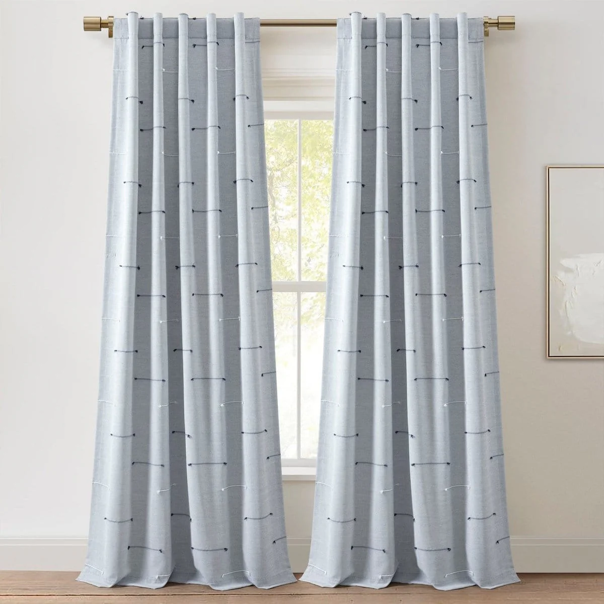 Boho Stripe Clip Jacquard Window Curtain Panel Set - Image 4
