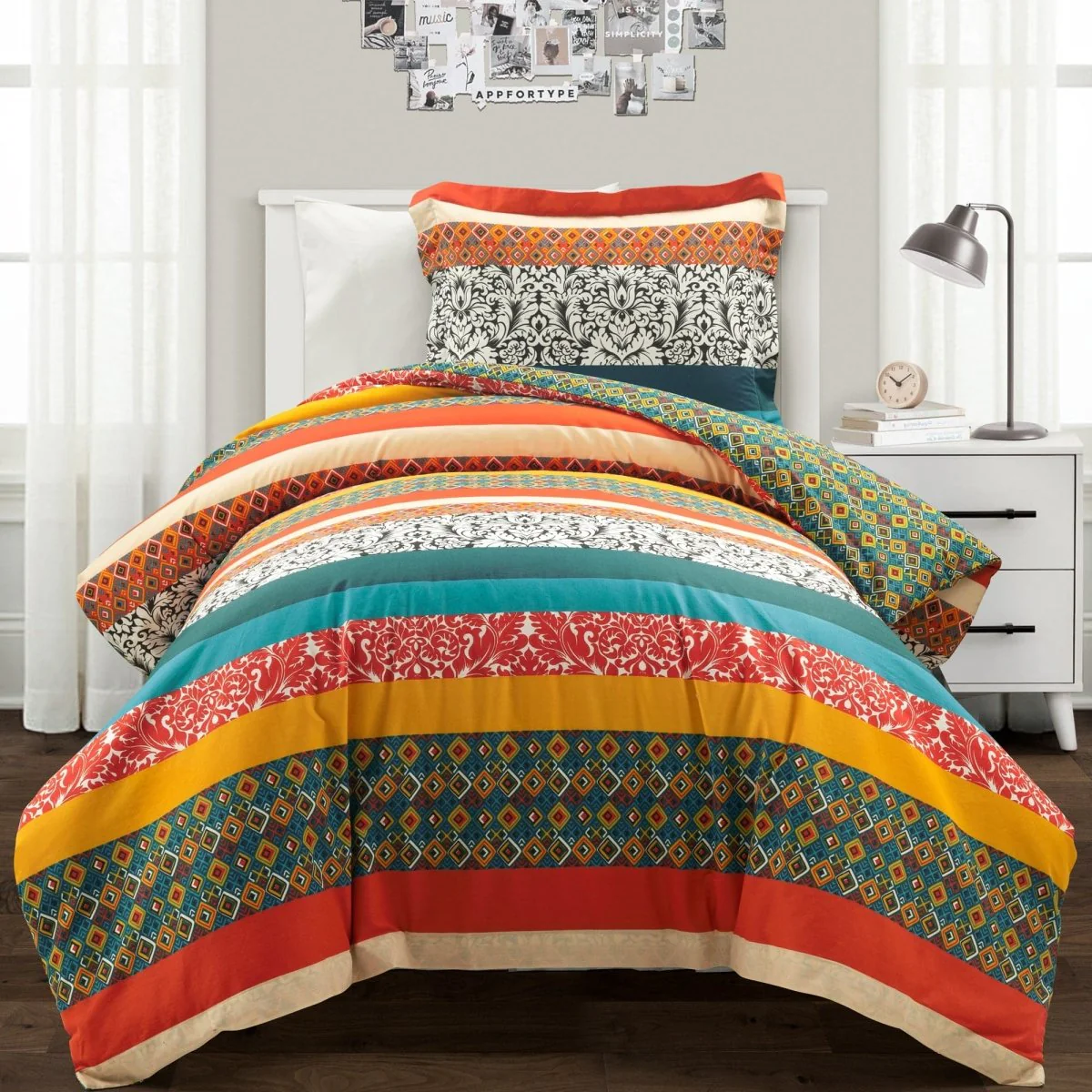 Boho Stripe Cotton Reversible Duvet Cover Set - Image 3