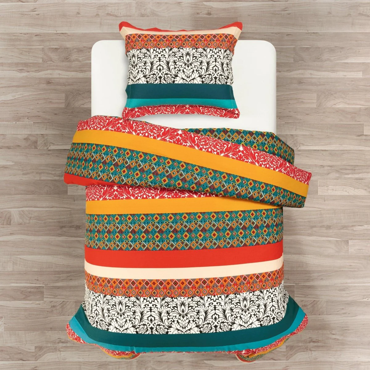 Boho Stripe Cotton Reversible Duvet Cover Set - Image 4