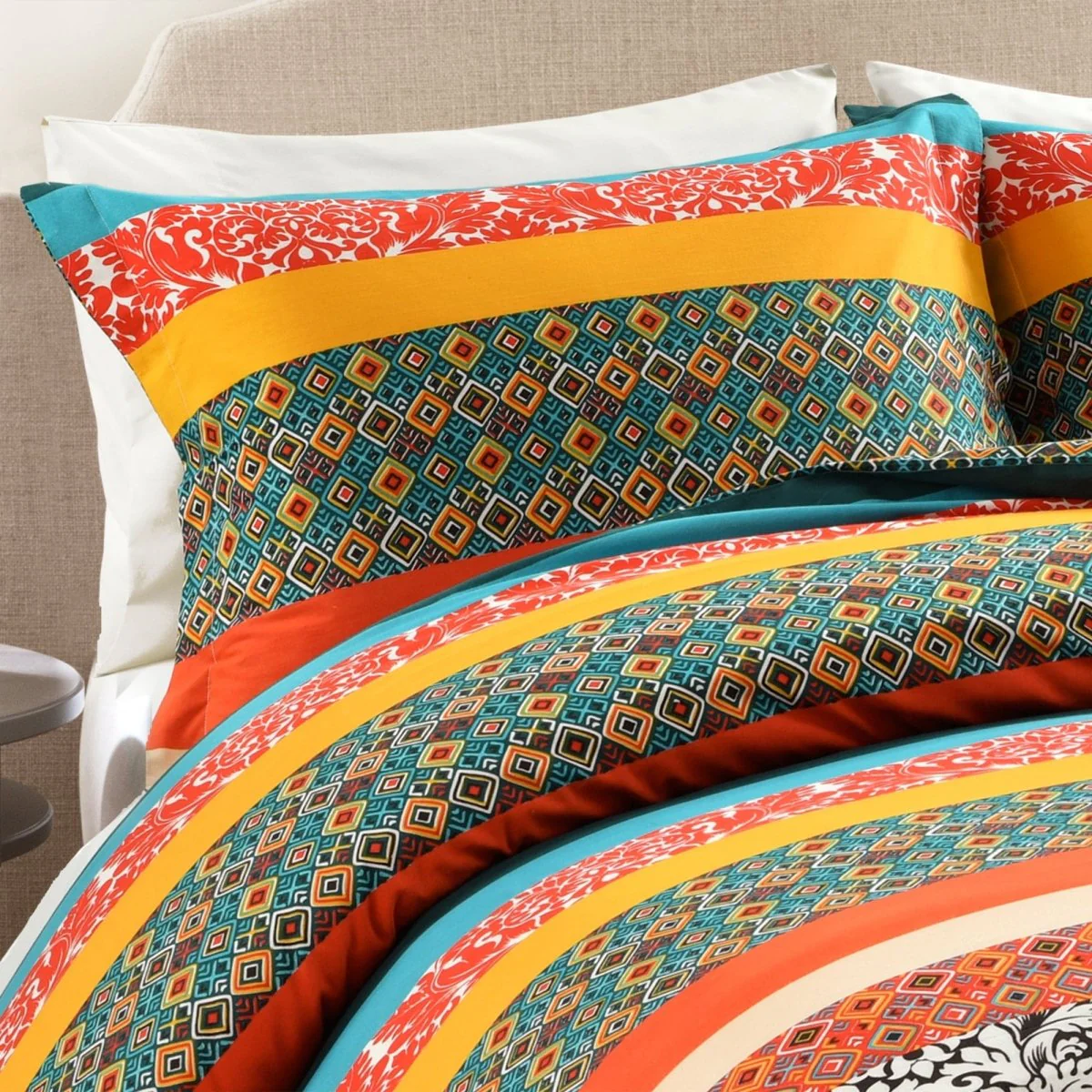 Boho Stripe Cotton Reversible Duvet Cover Set - Image 5