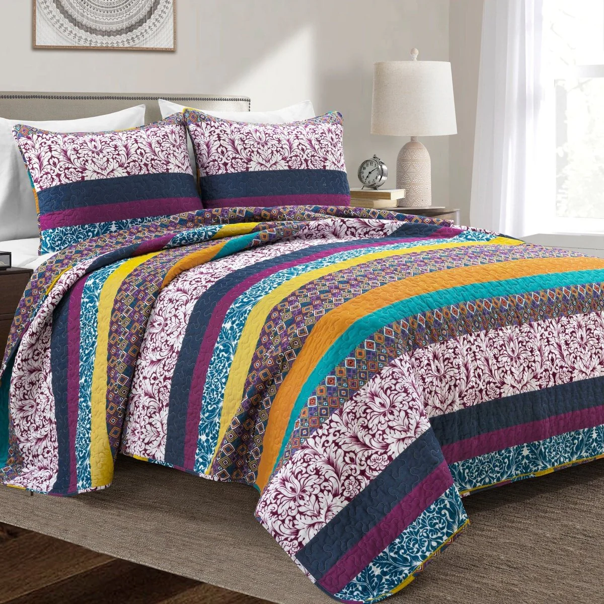 Boho Stripe Quilt Set - Image 15