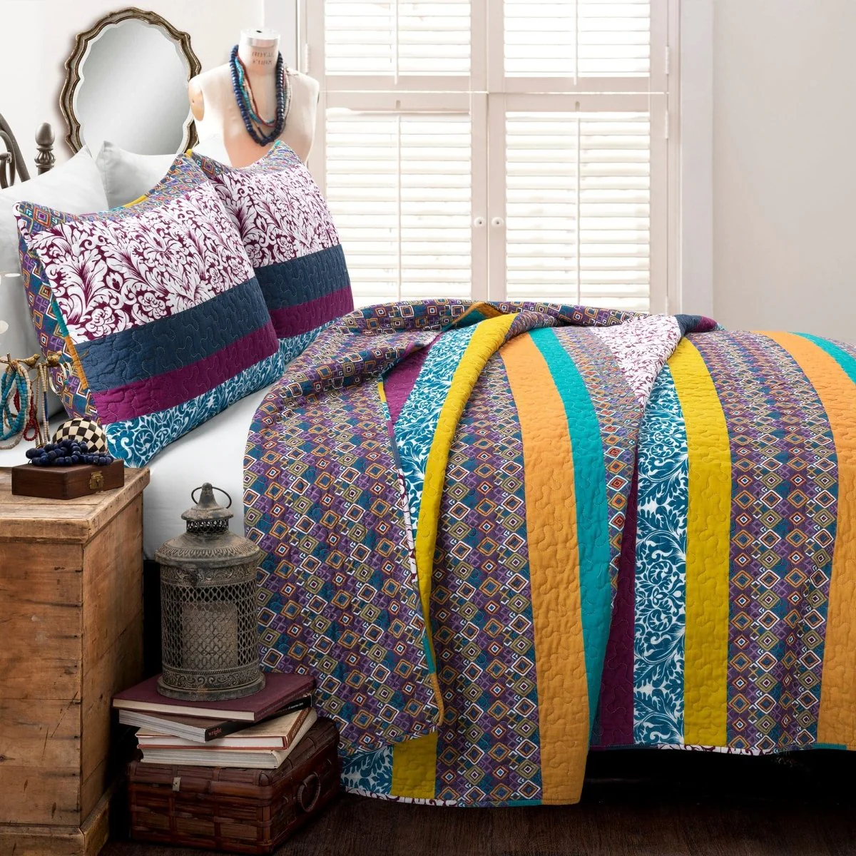 Boho Stripe Quilt Set - Image 16