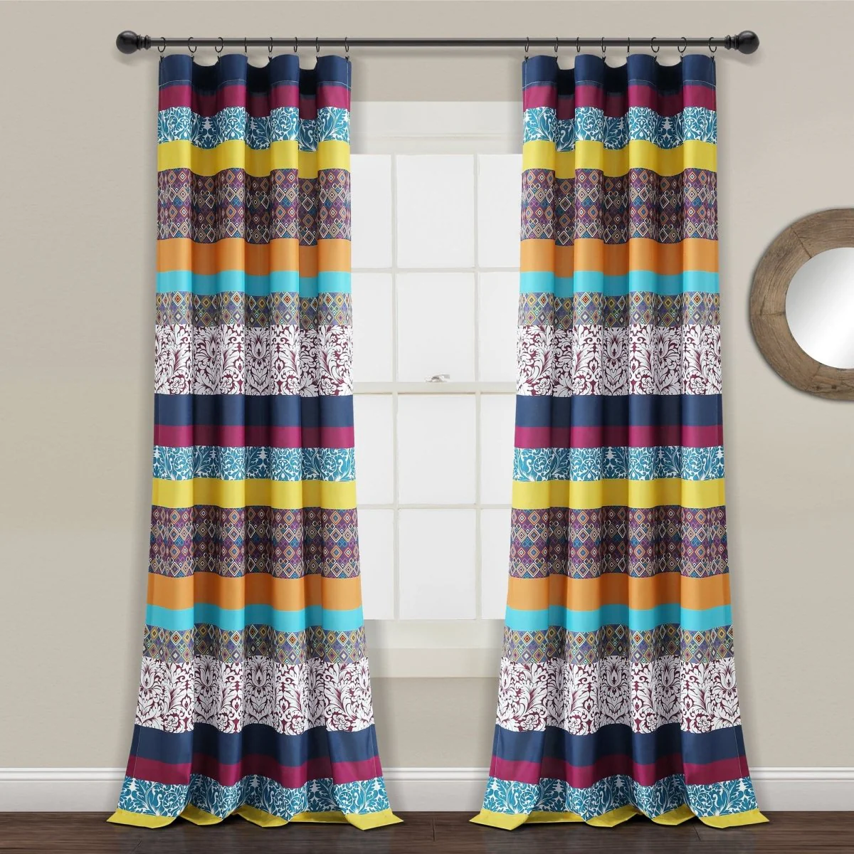 Boho Stripe Window Curtain Panel Set - Image 5
