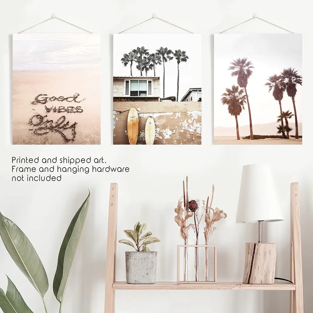Boho Style Coastal Wall Decor. Good Vibes, Palm Trees, Surf - Image 10