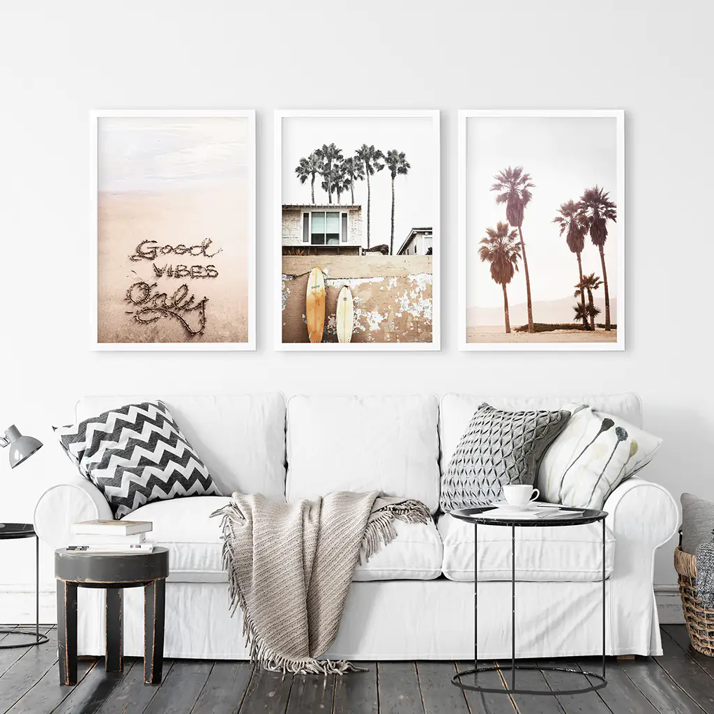 Boho Style Coastal Wall Decor. Good Vibes, Palm Trees, Surf - Image 2