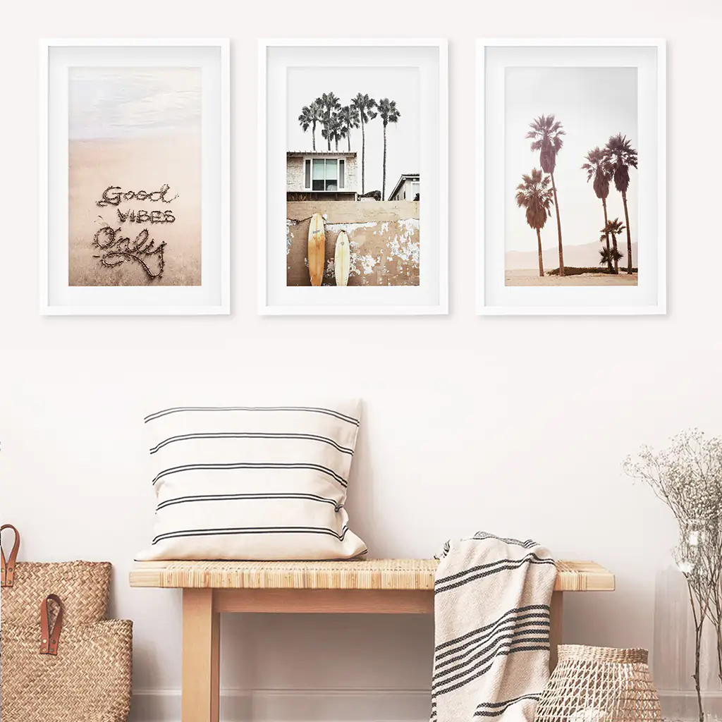 Boho Style Coastal Wall Decor. Good Vibes, Palm Trees, Surf - Image 4