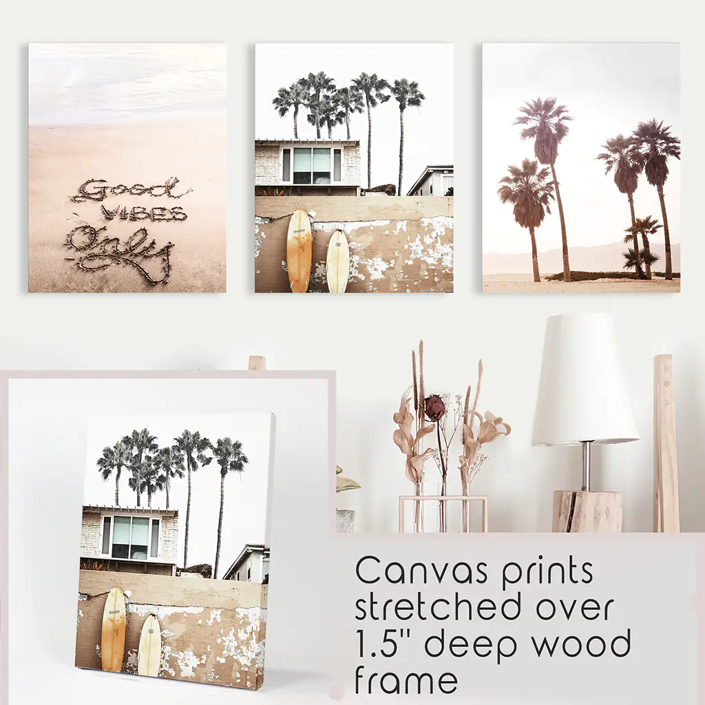 Boho Style Coastal Wall Decor. Good Vibes, Palm Trees, Surf - Image 9