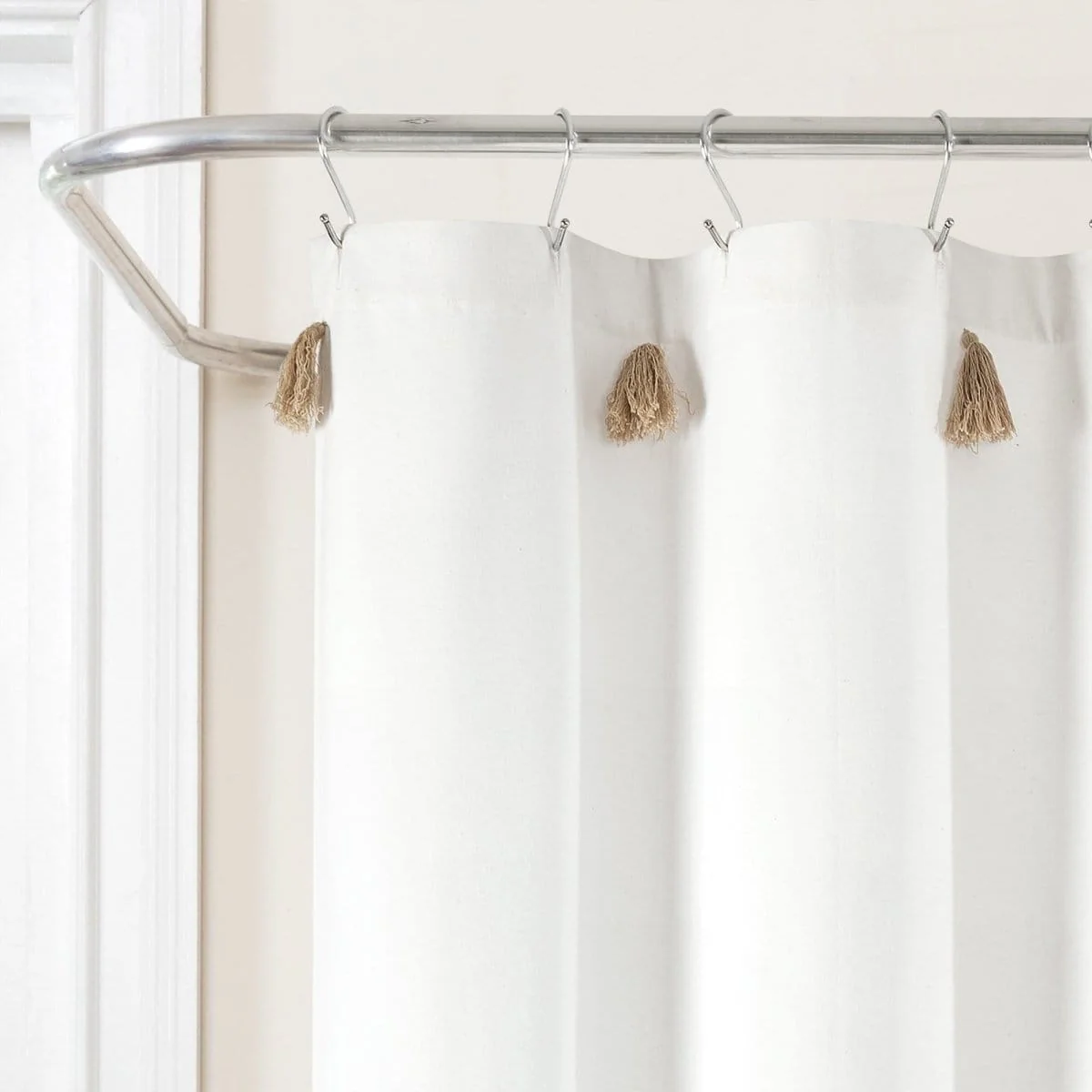 Boho Tassel Stripe Yarn Dyed Recycled Cotton Blend Shower Curtain - Image 15