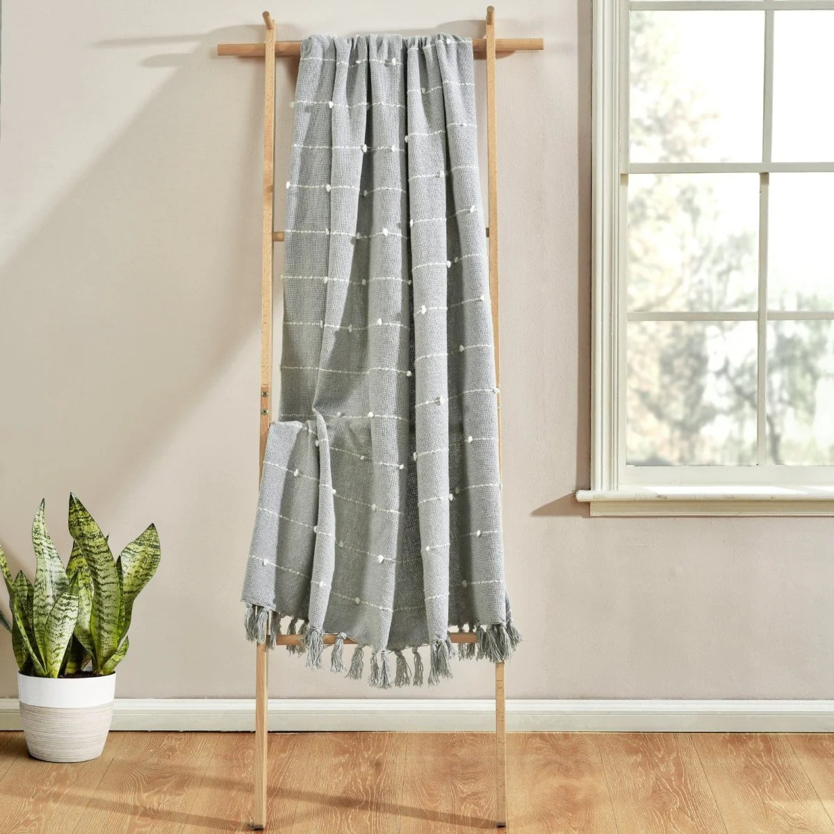 Boho Tufted Cotton Woven Tassel Fringe Throw - Image 2