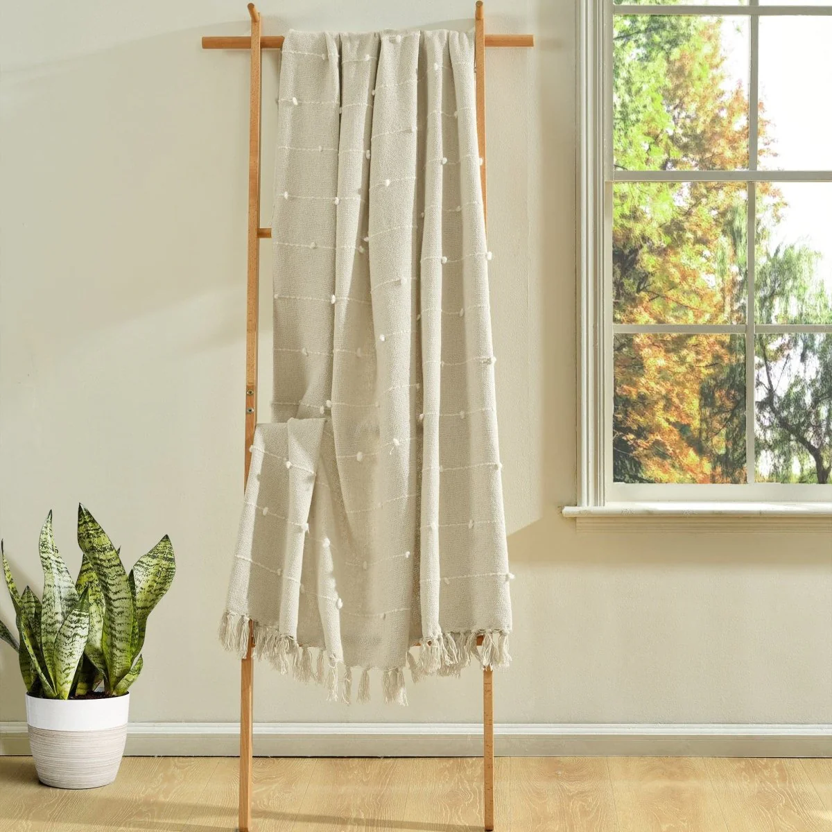 Boho Tufted Cotton Woven Tassel Fringe Throw - Image 3