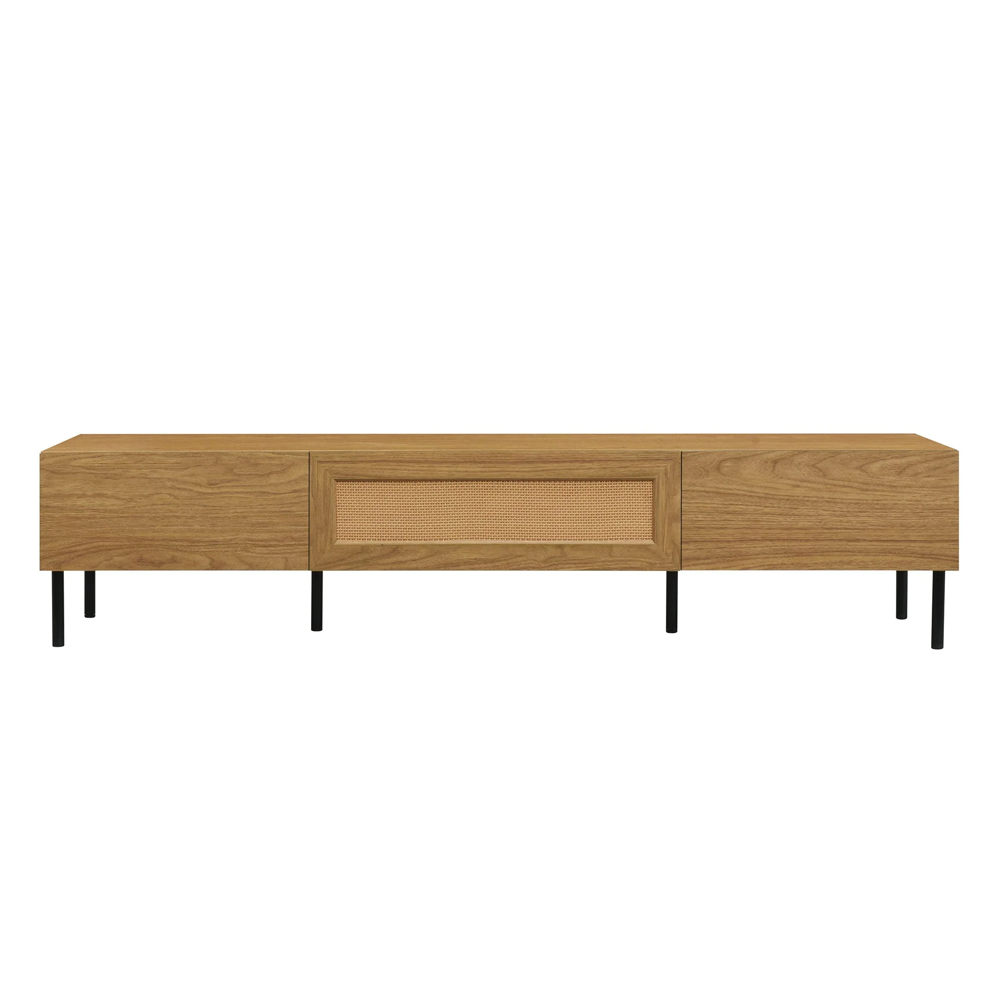 Boho TV Stand for TVs Up to 80" with Rattan Decoration and Metal Legs - Image 10