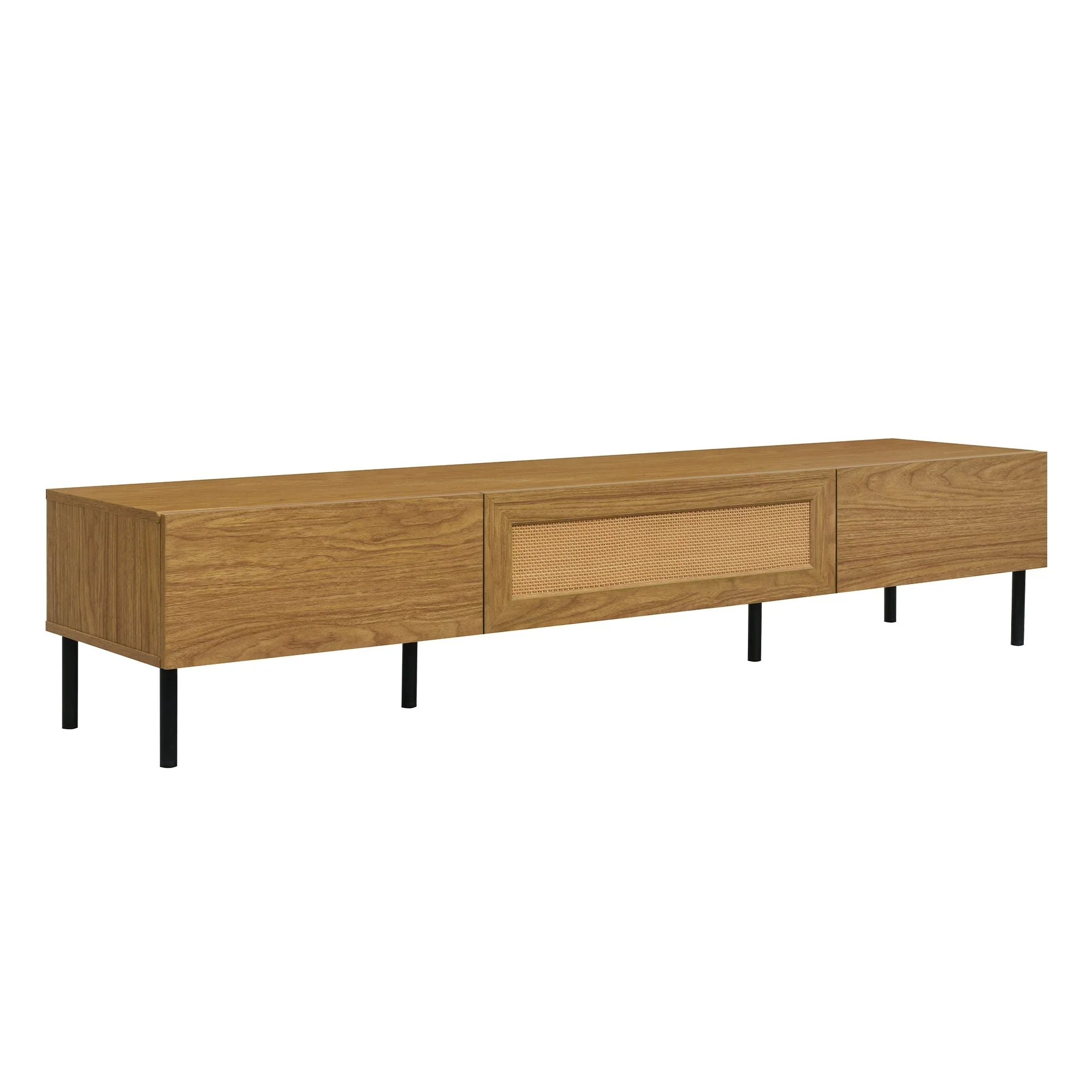 Boho TV Stand for TVs Up to 80" with Rattan Decoration and Metal Legs - Image 12