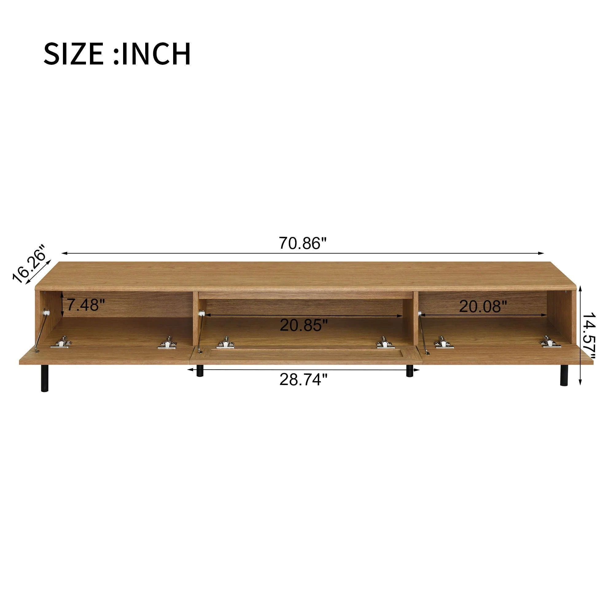 Boho TV Stand for TVs Up to 80" with Rattan Decoration and Metal Legs - Image 9