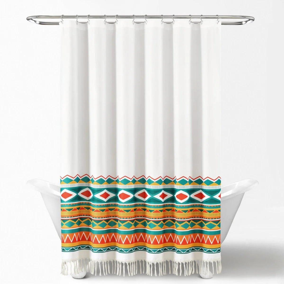 Boho Viviane Geo Fringe Shower Curtain - Image 2