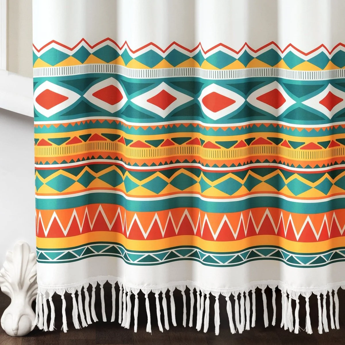 Boho Viviane Geo Fringe Shower Curtain - Image 5