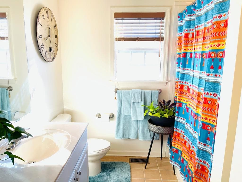 Boho Watercolor Border Shower Curtain - Image 6