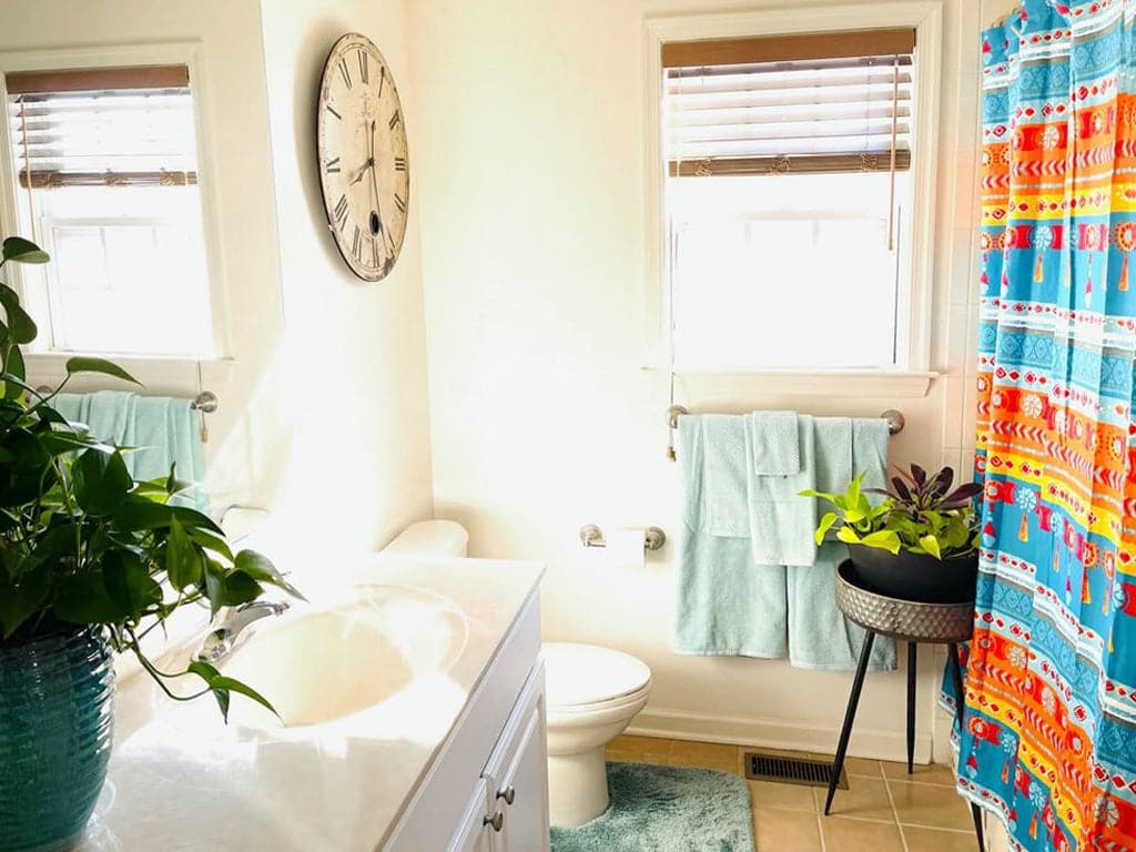 Boho Watercolor Border Shower Curtain - Image 7