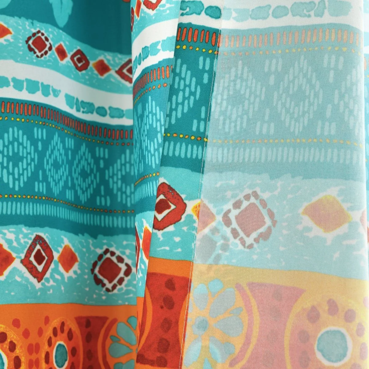 Boho Watercolor Border Window Curtain Panel Set - Image 4