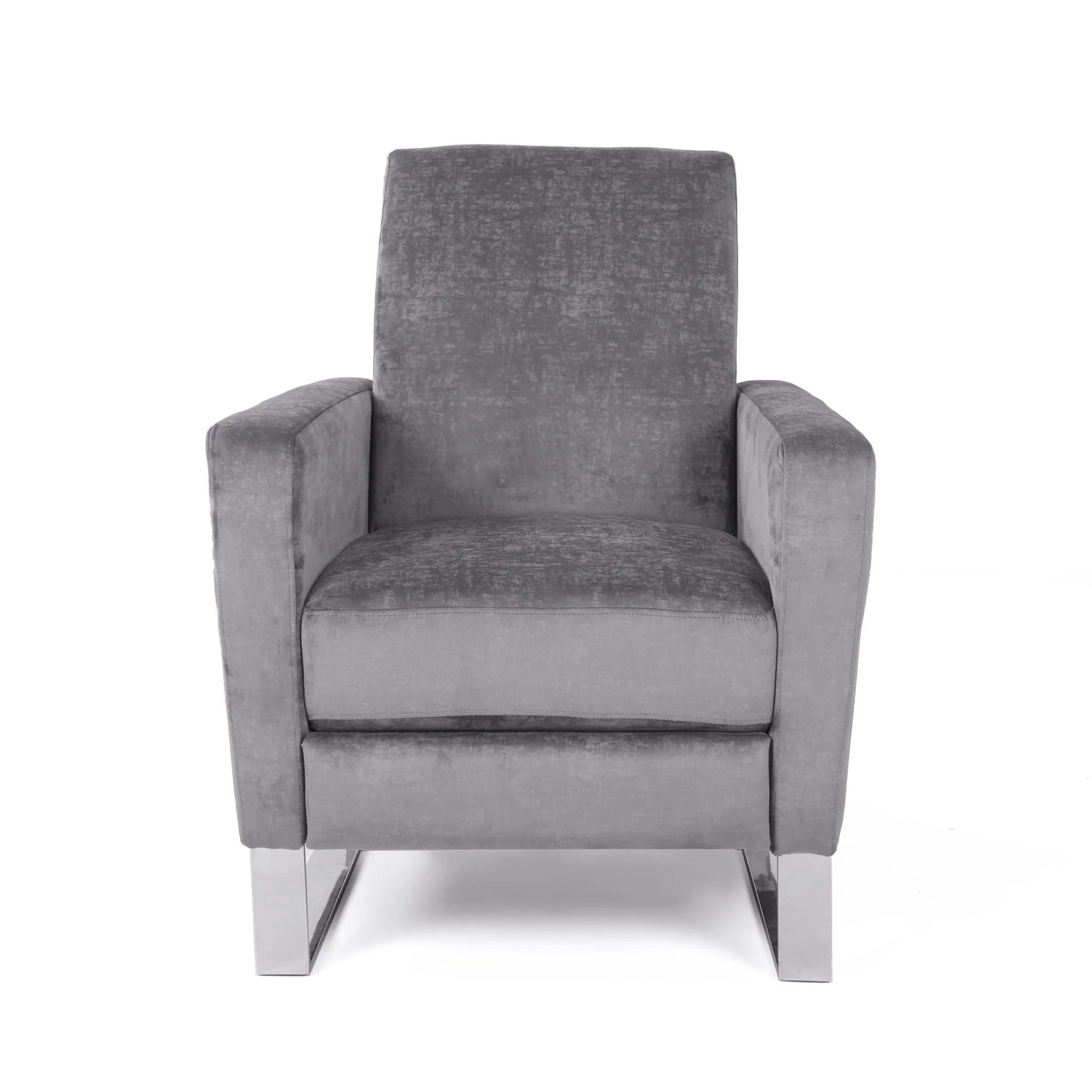 Bolt Upholstered Recliner Chair With Stainless Steel Base - Gray / Chrome - Image 2