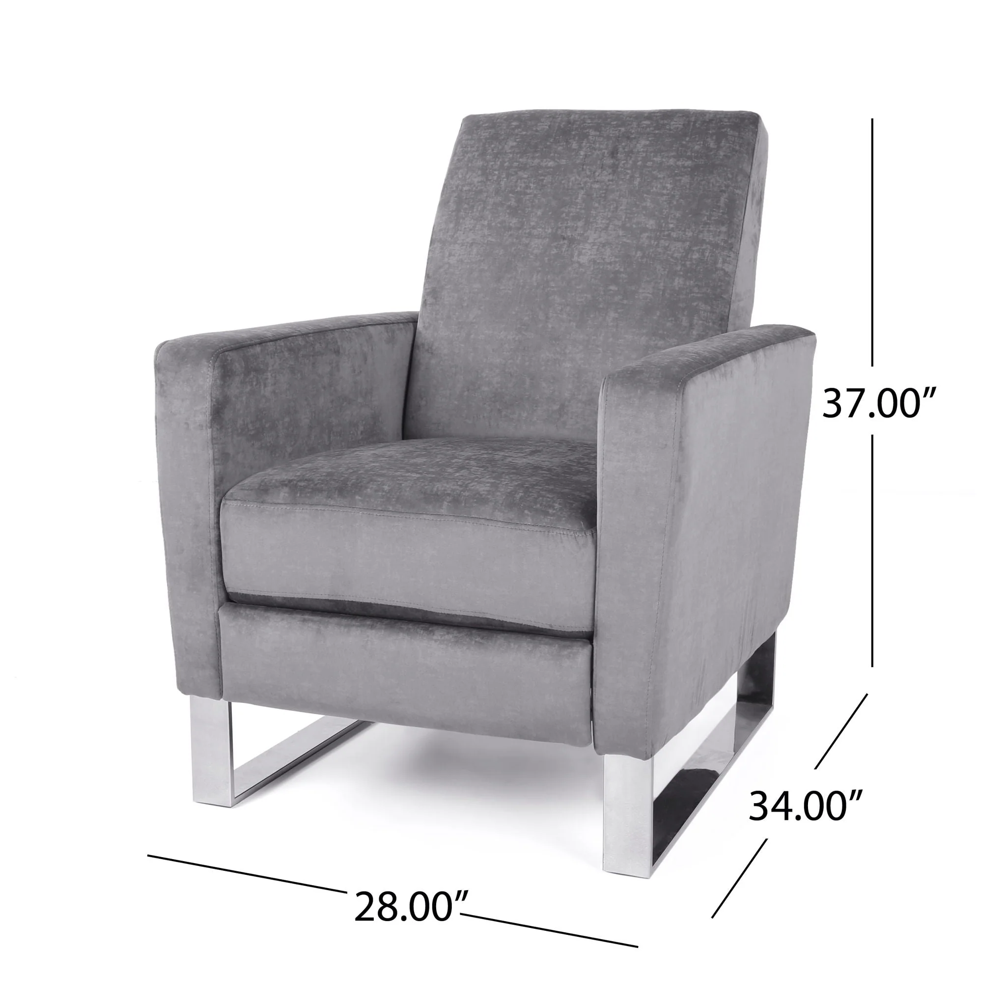 Bolt Upholstered Recliner Chair With Stainless Steel Base - Gray / Chrome - Image 4