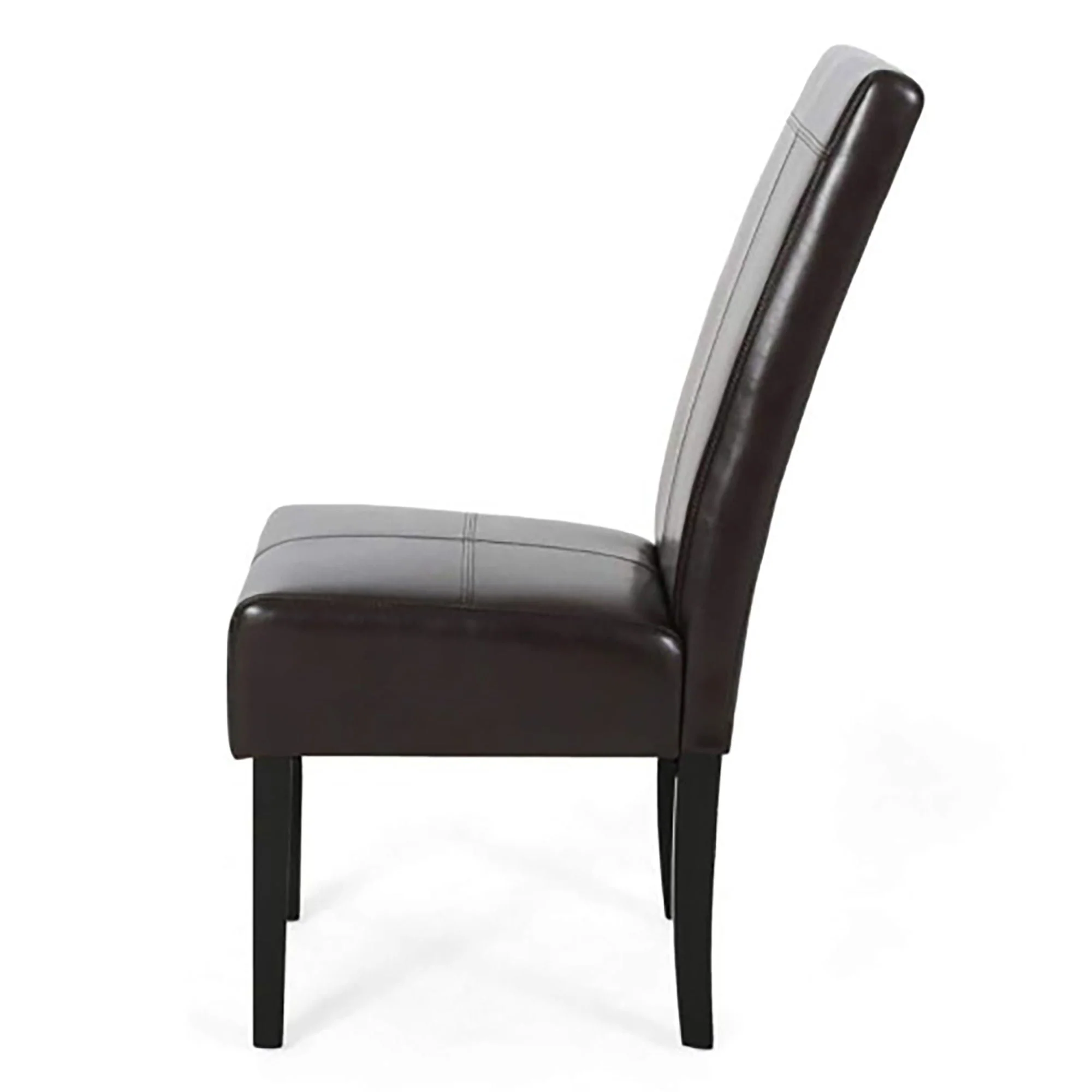 Bonded Leather Upholstered Dining Chair with Solid Wood Legs (Set of 2) - Chocolate - Image 3