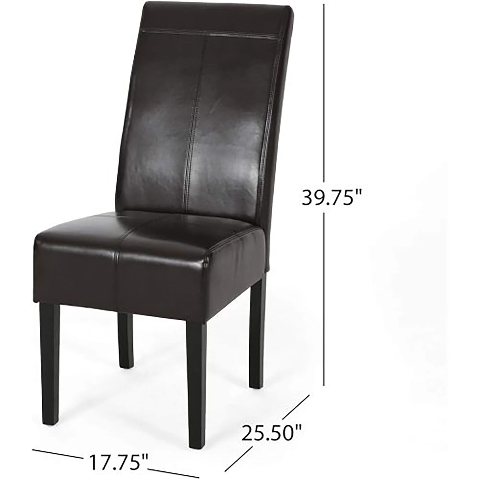 Bonded Leather Upholstered Dining Chair with Solid Wood Legs (Set of 2) - Chocolate - Image 4